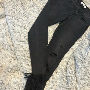 Flying Monkey Black Denim Frayed Jeans Size 25